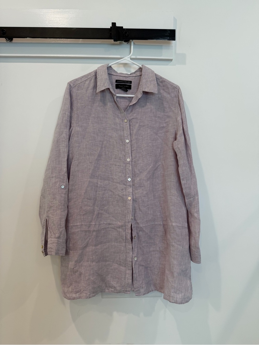 Tahari 100% Linen Light Mauve Button-Up natural fiber